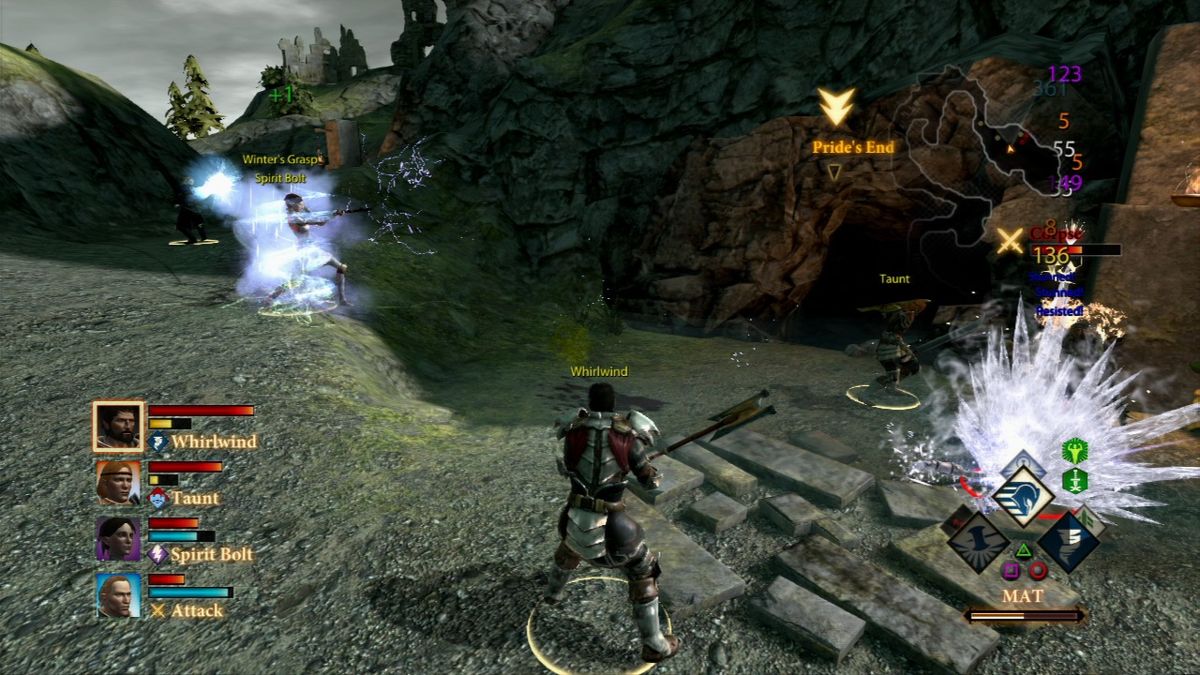 Dragon Age II (PlayStation 3) screenshot: You're party members are more than helpful as your blade alone would certainly not be enough to keep you going.