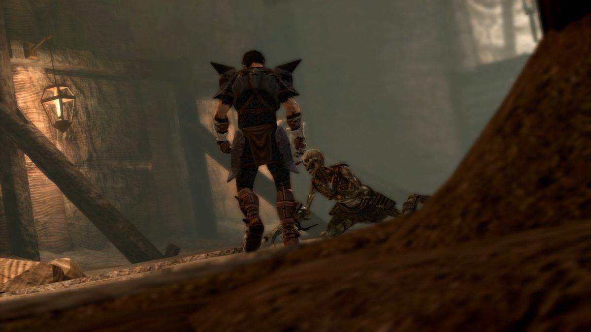 Dragon Age II (PlayStation 3) screenshot: Skeletons and undead are no match for Hawke's anger.