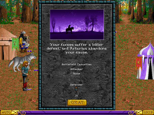 Heroes of Might and Magic (DOS) screenshot: Defeat