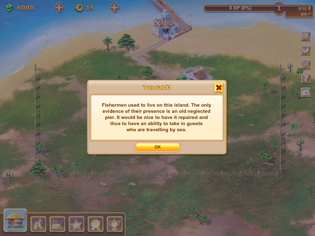 Paradise Island (iPad) screenshot: The tutorial begins!