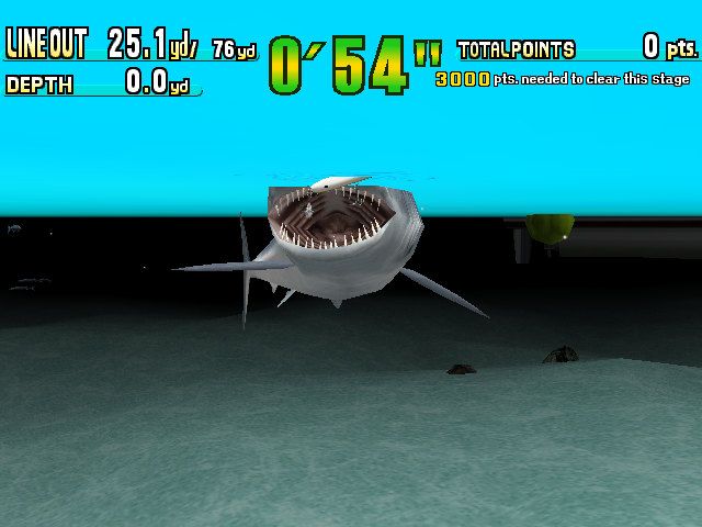 SEGA Marine Fishing (Dreamcast) screenshot: Shark wanting to take a bite