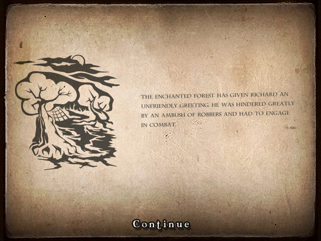 Braveheart (iPad) screenshot: Some parts of the story are told in such screens
