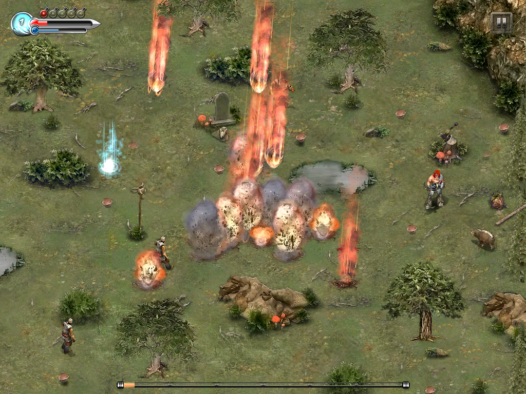 Braveheart (iPad) screenshot: Uh-oh. The boss casts an area spell. I should be careful...