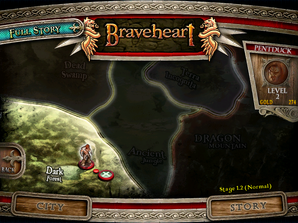 Braveheart (iPad) screenshot: That's the whole "world map"...