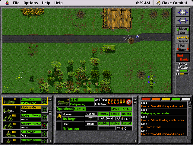 Close Combat (Macintosh) screenshot: Bring up my armor light tank and half track