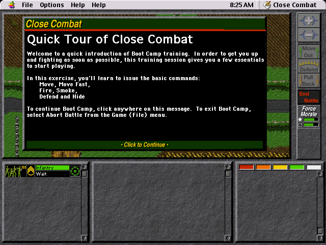Close Combat (Macintosh) screenshot: Boot Camp start