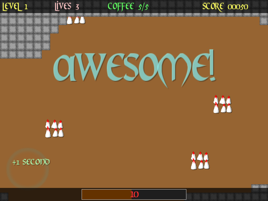 Coffee Forever (Windows) screenshot: AWESOME! You found three coffees.