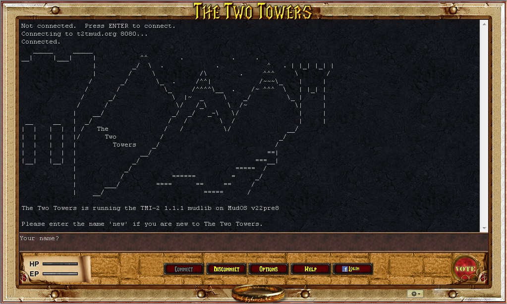 The Two Towers (Browser) screenshot: Starting screenshot, using web client
