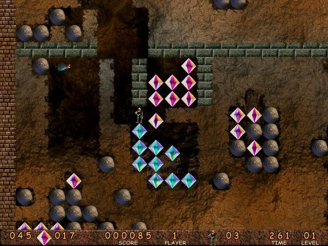Bowlda Dash (Windows) screenshot: Collecting the diamonds after killing the monster