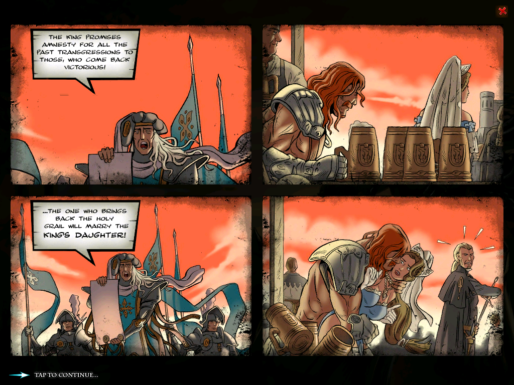 Braveheart (iPad) screenshot: Intro. The story is told in comic book cutscenes, which look quite nice