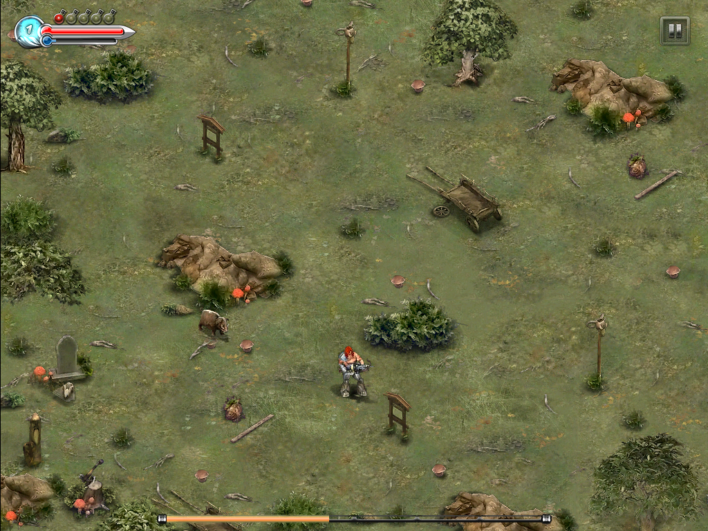 Braveheart (iPad) screenshot: Boars! How very nice to see you here!