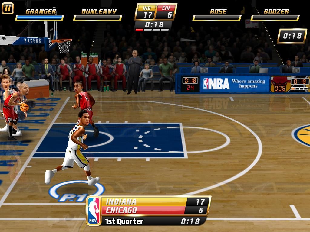 NBA Jam (iPad) screenshot: Game play - P1 your player
