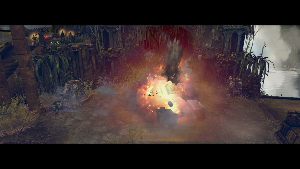 Warhammer 40,000: Dawn of War II - Retribution (Windows) screenshot: Fireworks in a cutscene.