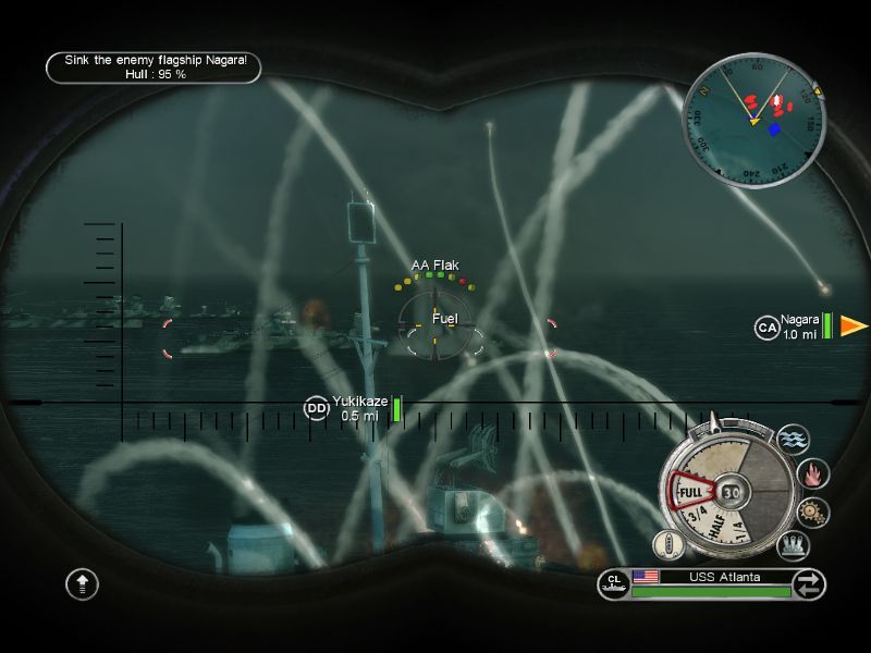 Battlestations: Pacific (Macintosh) screenshot: USS Atlanta engaged with intermingling ships and battle chaos