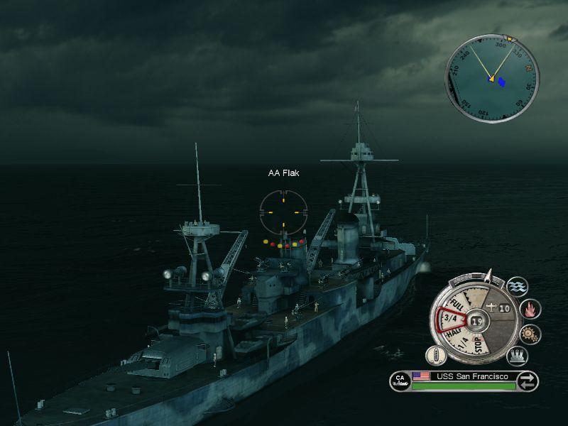 Battlestations: Pacific (Macintosh) screenshot: Select different ships in formation as night falls