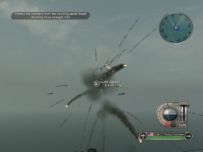 Battlestations: Pacific (Macintosh) screenshot: J1N1 Gekko fighters destroying bombers