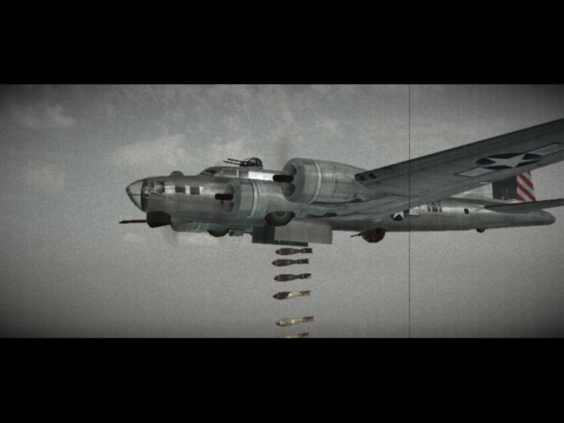 Battlestations: Pacific (Macintosh) screenshot: Cutscene B-17's bombing Iwo Jima