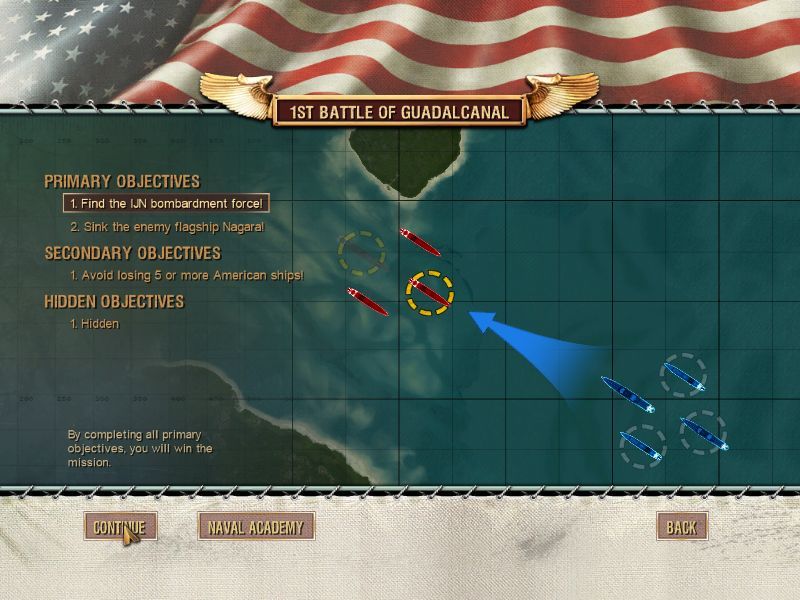Battlestations: Pacific (Macintosh) screenshot: 1st Battle of Guadalcanal - ship battle