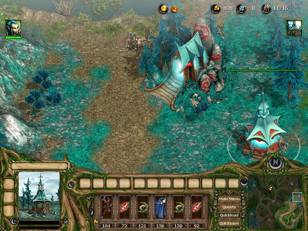 Rising Kingdoms (Windows) screenshot: Conquering an elven colony.