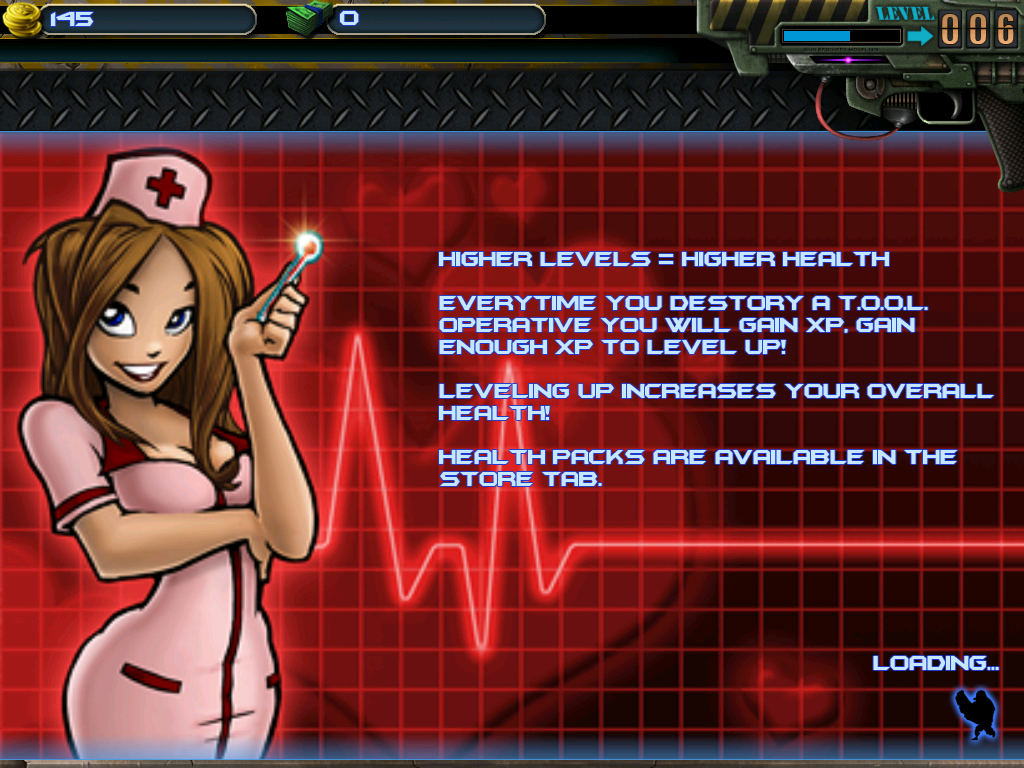 Gun Bros (iPad) screenshot: Yup, health is important!