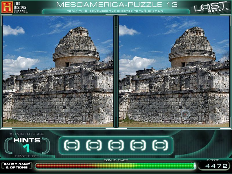 The History Channel: Lost Worlds (Macintosh) screenshot: Mesoamerica Puzzle 13 - Differences