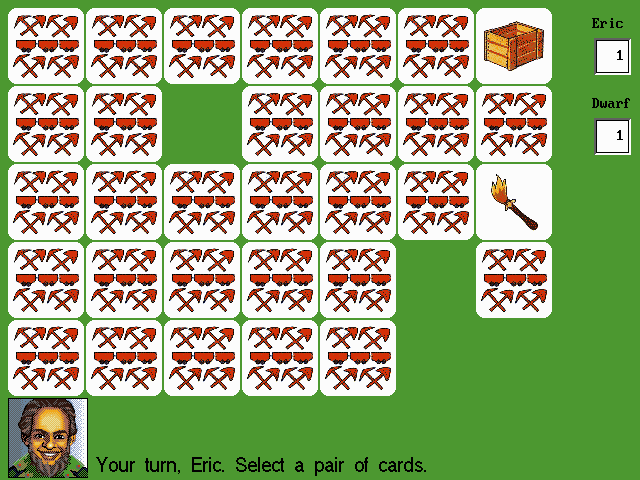 Eric the Unready (DOS) screenshot: Playing a game of match-the-pair