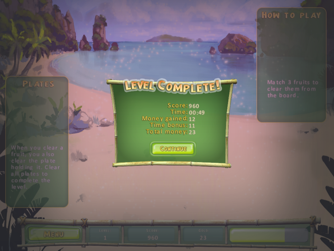 Villa Banana (Windows) screenshot: Level complete