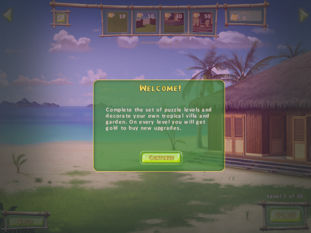 Villa Banana (Windows) screenshot: Welcome message