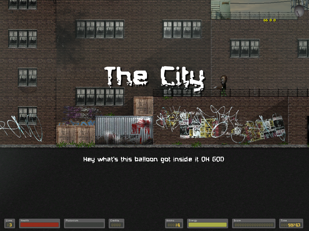 Facewound (Windows) screenshot: First level, The City.