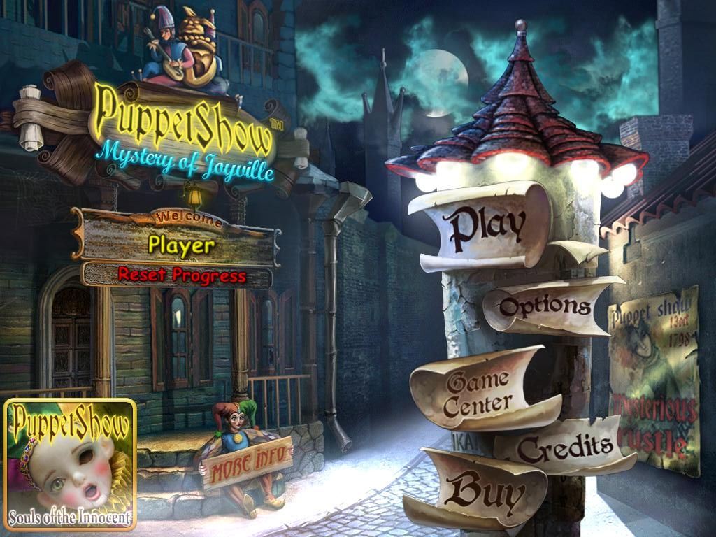 PuppetShow: Mystery of Joyville (iPad) screenshot: Main menu