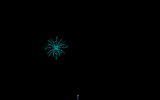 Santa Paravia and Fiumaccio (DOS) screenshot: A stickman's lonely fireworks display celebrating your success