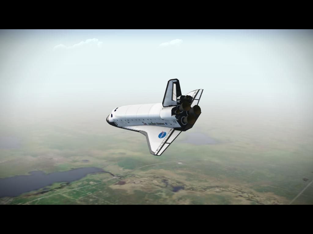 F-SIM Space Shuttle (iPad) screenshot: Landing replay - chase plane