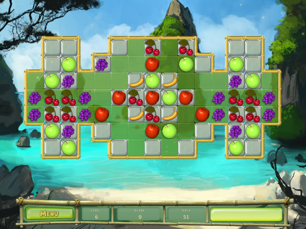 Villa Banana (Windows) screenshot: Level 3. Meet the red apple.