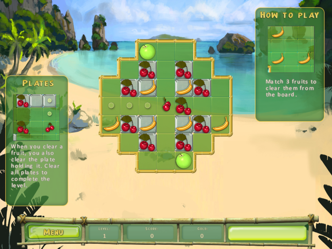 Villa Banana (Windows) screenshot: Level 1 with instructions.