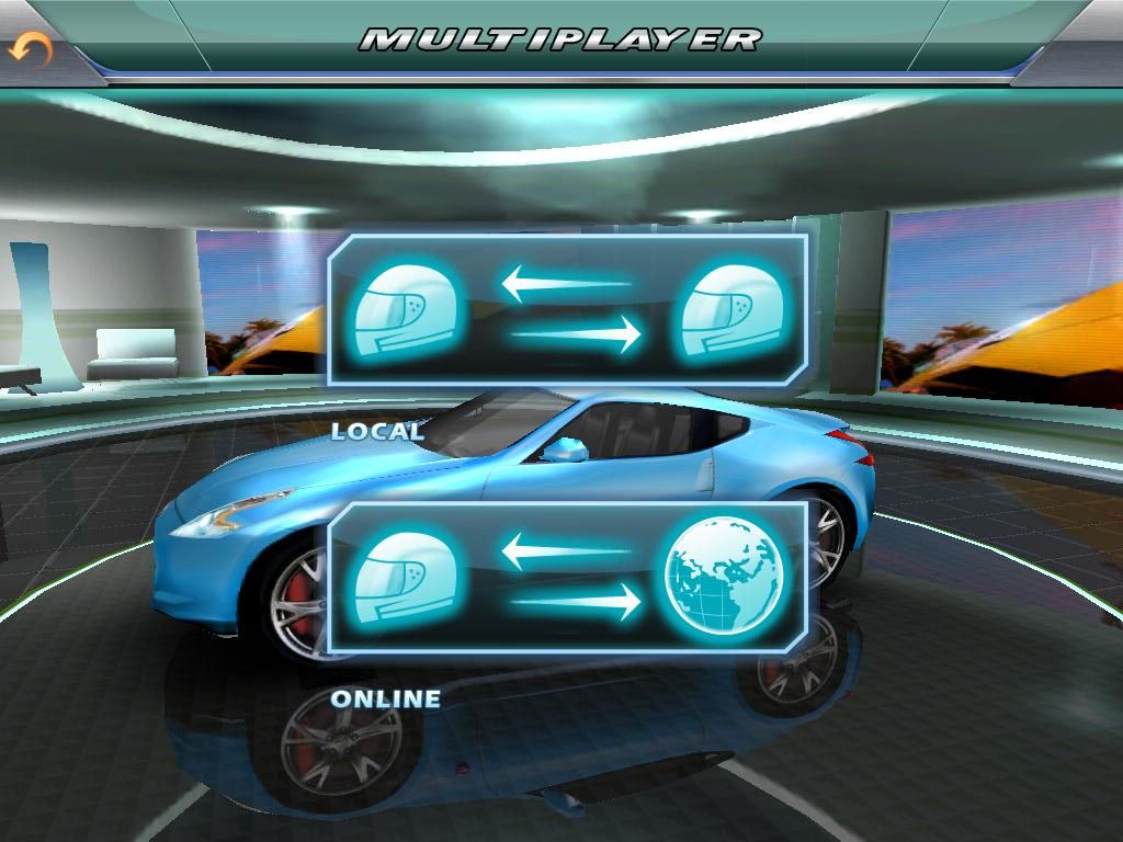 Asphalt 5 (iPad) screenshot: Multiplayer - local Bluetooth or Online