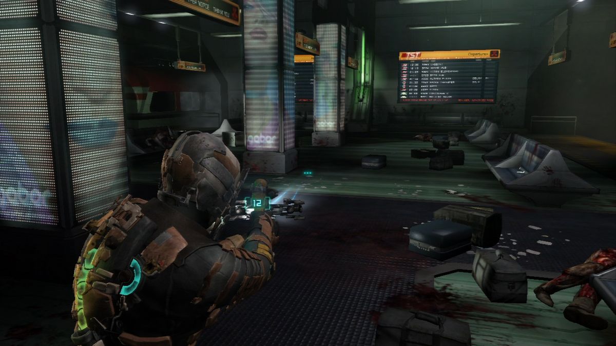 Dead Space 2 (PlayStation 3) screenshot: All departures from this train station are delayed indefinitely, except the one filled with alien lifeforms.