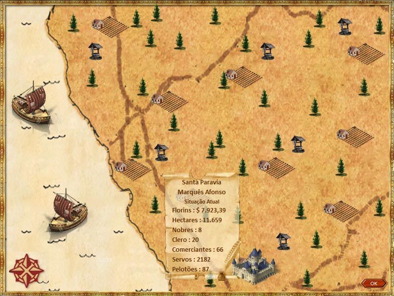 Santa Paravia and Fiumaccio (Windows) screenshot: Map of the current status of the players (Manuel Afonso Neto version)