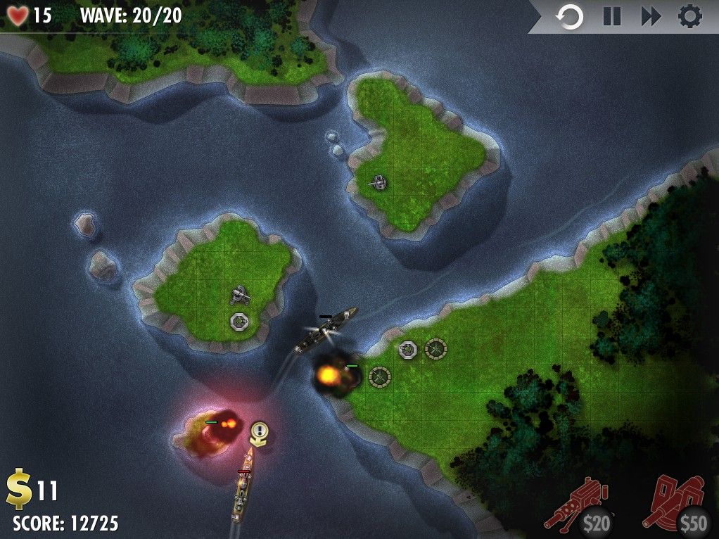 iBomber Defense (Windows) screenshot: The first sea level