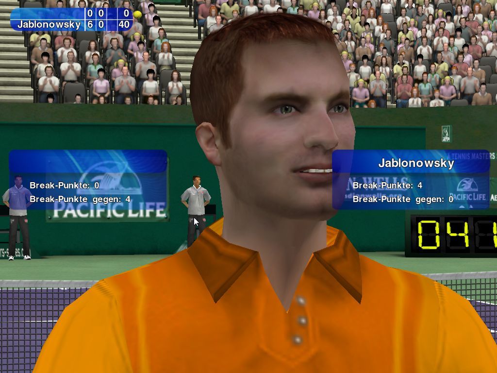 Tennis Masters Series 2003 (Windows) screenshot: ...but there is no reason for you to smirk.