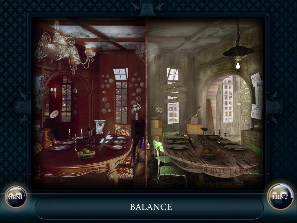 Doors of the Mind: Inner Mysteries (iPad) screenshot: Dining Room - vision past and present