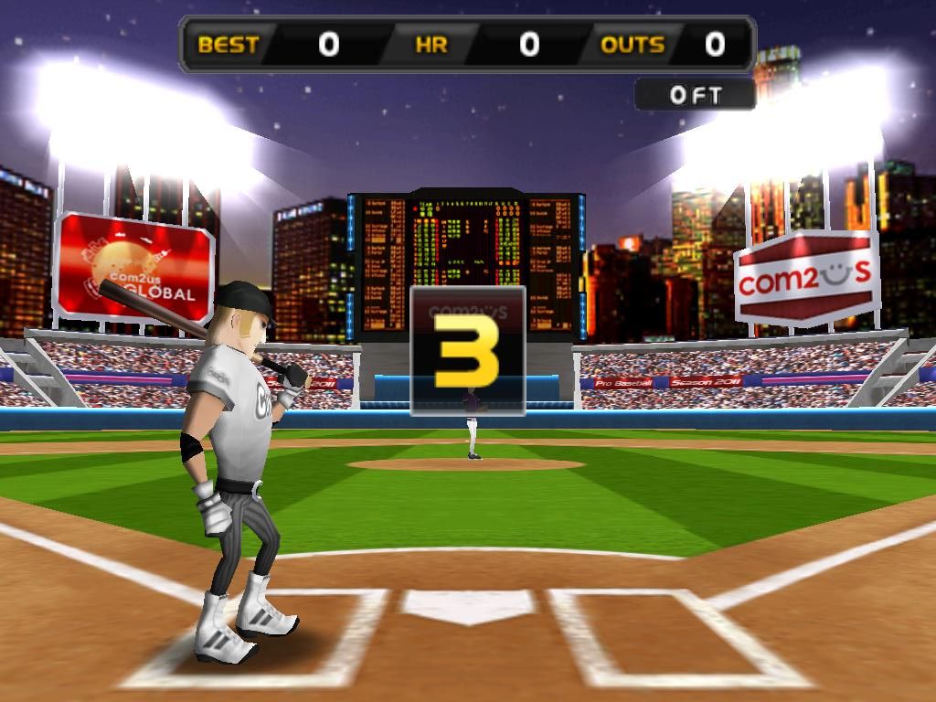 Homerun Battle 3D (iPad) screenshot: Stepping up to the plate - count down to pitch