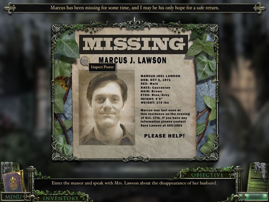 Mystery Case Files: 13th Skull (Windows) screenshot: The missing person.