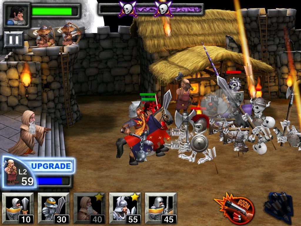 Army of Darkness: Defense (iPad) screenshot: Henry appears to help Ash