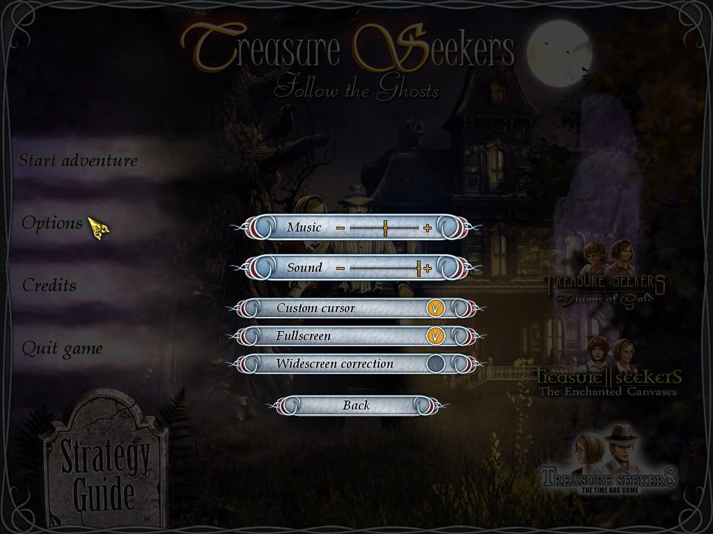 Treasure Seekers: Follow the Ghosts (Windows) screenshot: Options