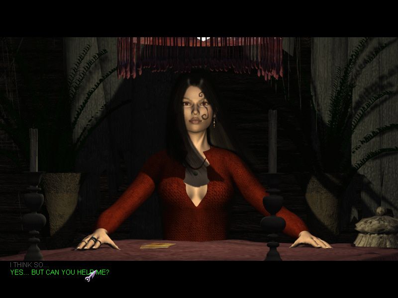 Tomb of Zojir: Last Half of Darkness (Windows) screenshot: You finally meet the girl pictured on the cover - Tara, the gypsy.