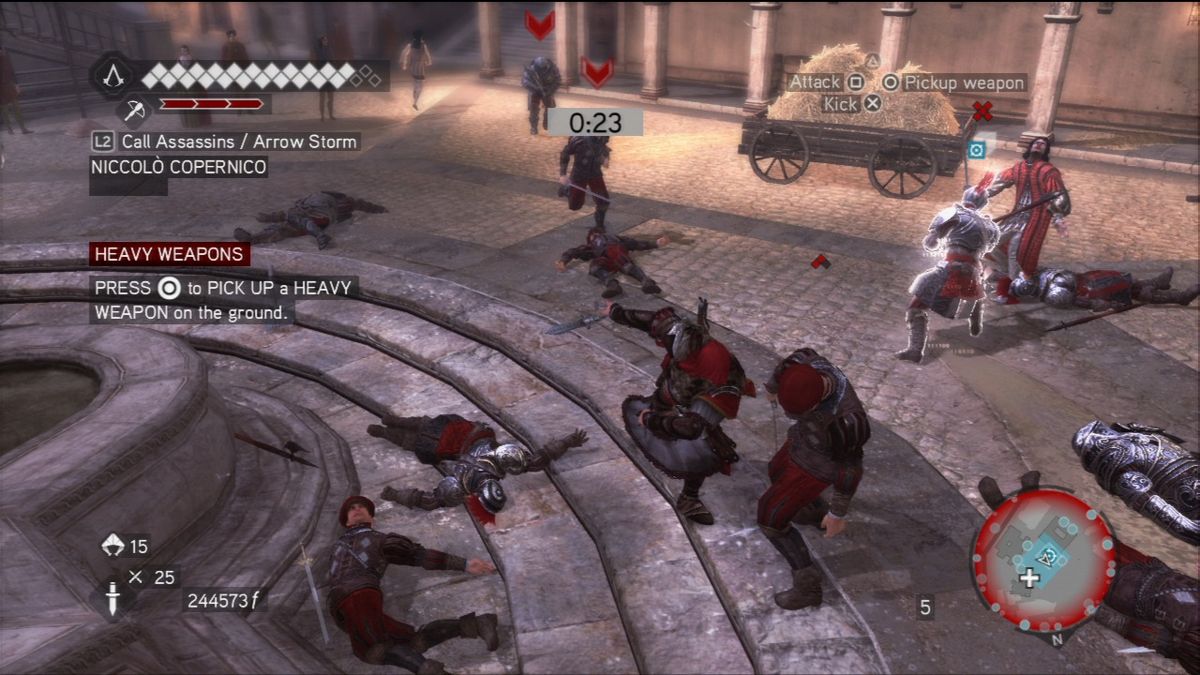 Assassin's Creed: Brotherhood - Copernicus Conspiracy Missions (PlayStation 3) screenshot: If you're pass a certain point, you can call assassins to aid you, though it is not necessary.