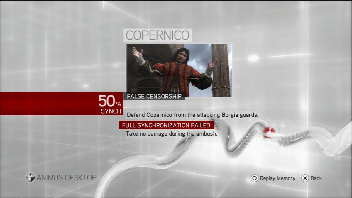 Assassin's Creed: Brotherhood - Copernicus Conspiracy Missions (PlayStation 3) screenshot: Copernicus mission will appear on your map of Rome, or if you've finished it you can access it for a replay from animus memory.