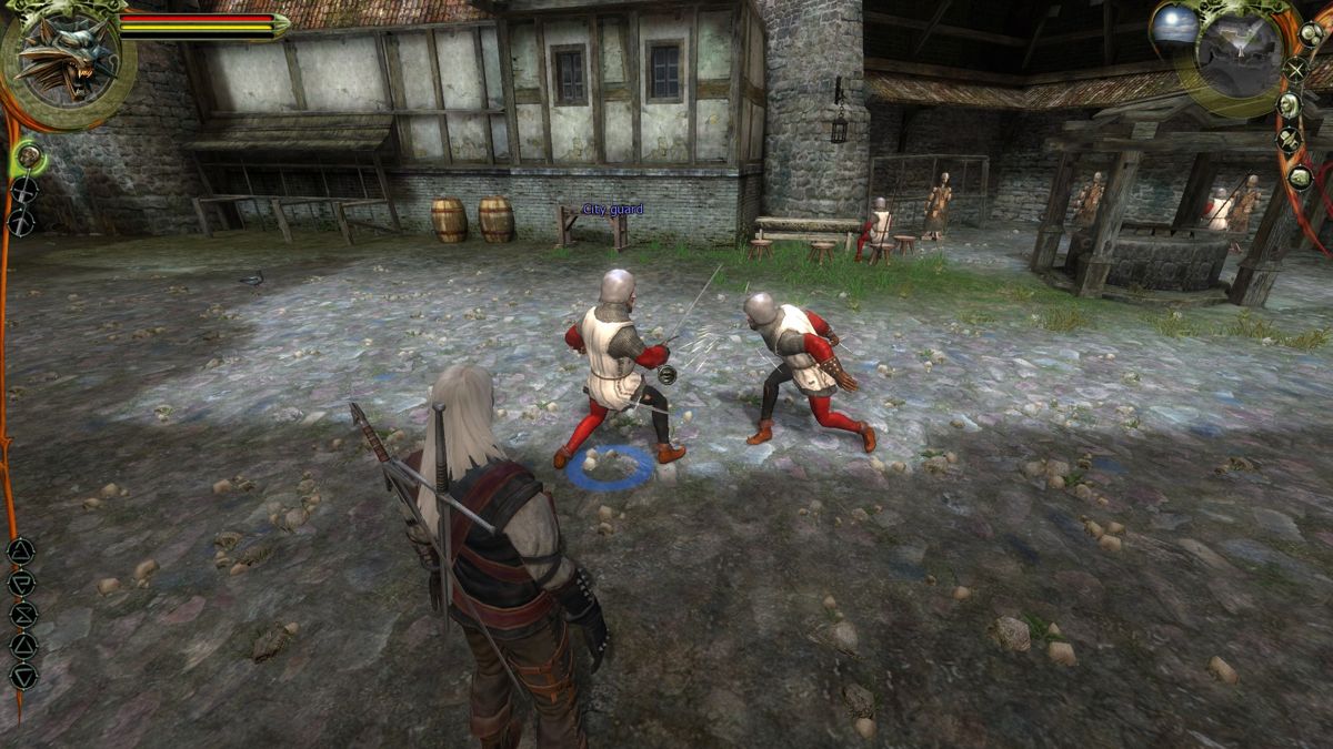 The Witcher: Enhanced Edition (Windows) screenshot: New Side Quests - City guards are keeping in form.