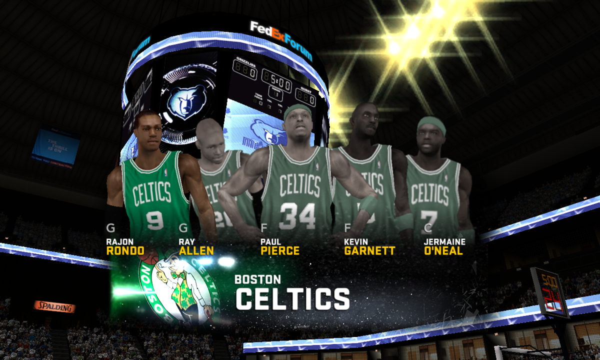 NBA 2K11 (Windows) screenshot: Celtics starting lineups