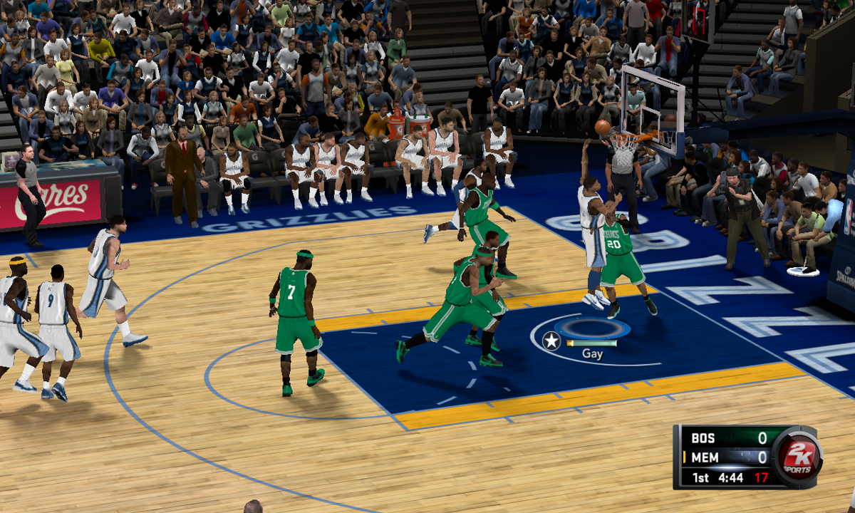 NBA 2K11 (Windows) screenshot: ...eventually leading to a lay-up by teammate Rudy Gay.